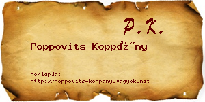 Poppovits Koppány névjegykártya